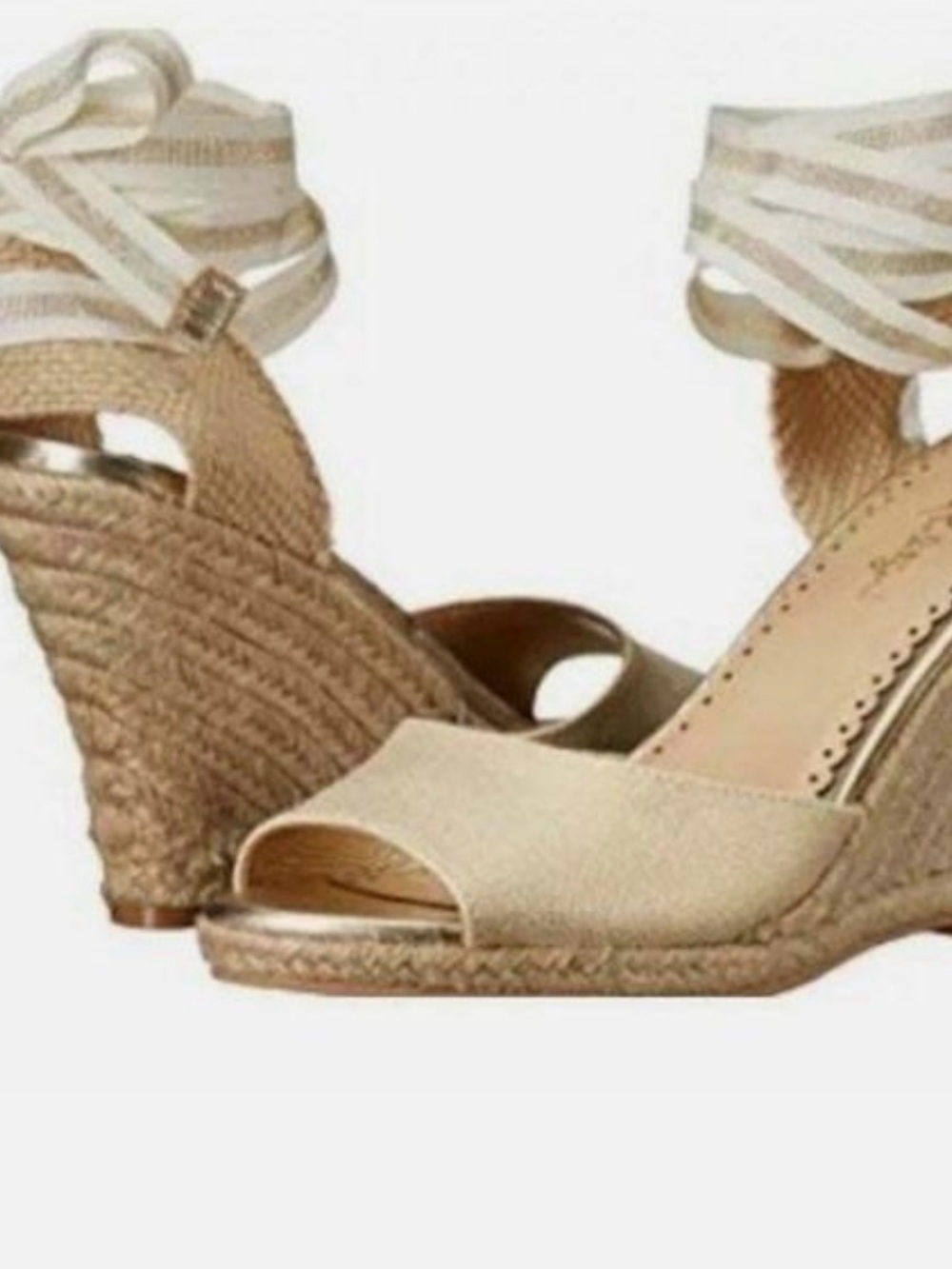 Lilly Pulitzer Alyssa Gold Metallic Lace-Up Espadrille Wedges✨🌴